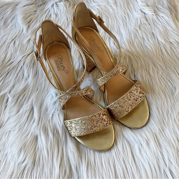 Badgley Mischka block heel glitter sandals - Picture 3 of 5